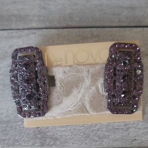 Vintage De Nova Purple Rhinestone Clip Earrings